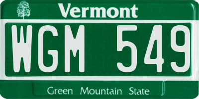 VT license plate WGM549