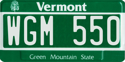 VT license plate WGM550