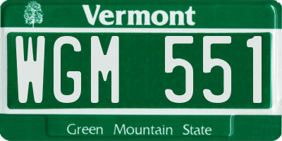 VT license plate WGM551