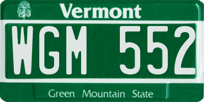 VT license plate WGM552