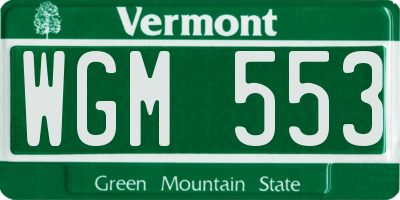 VT license plate WGM553