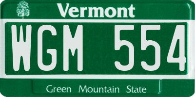 VT license plate WGM554