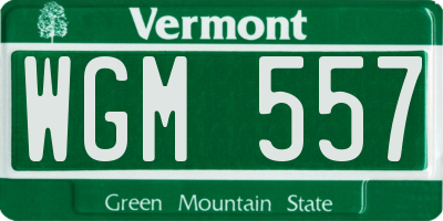 VT license plate WGM557