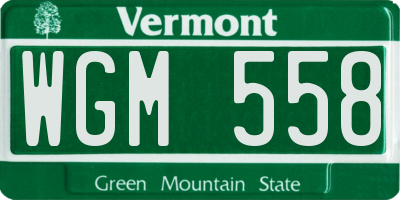 VT license plate WGM558