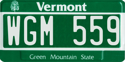 VT license plate WGM559