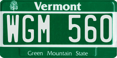 VT license plate WGM560