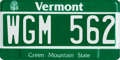 VT license plate WGM562