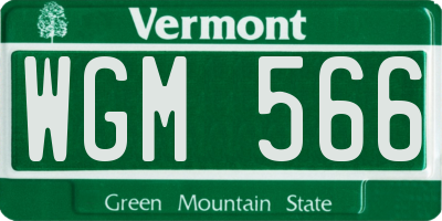 VT license plate WGM566