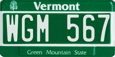 VT license plate WGM567