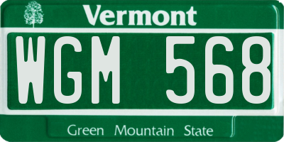 VT license plate WGM568