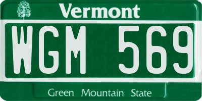 VT license plate WGM569
