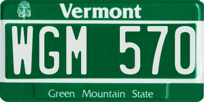 VT license plate WGM570