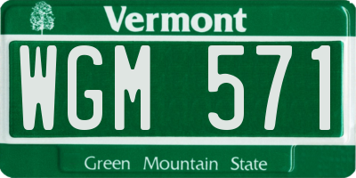 VT license plate WGM571