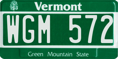 VT license plate WGM572