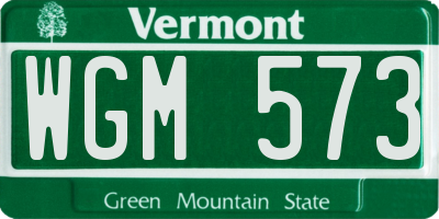 VT license plate WGM573
