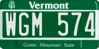 VT license plate WGM574