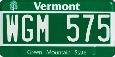VT license plate WGM575
