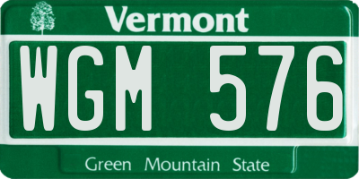 VT license plate WGM576