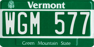 VT license plate WGM577