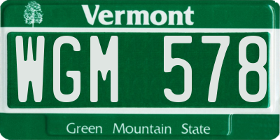 VT license plate WGM578