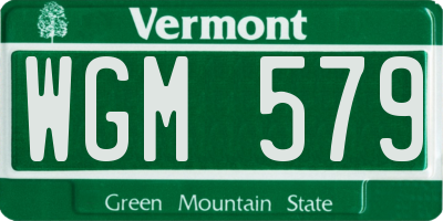 VT license plate WGM579