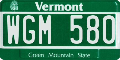 VT license plate WGM580