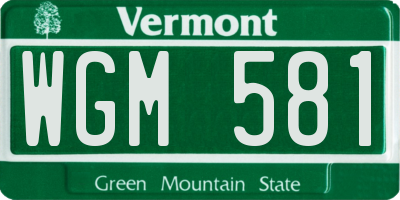 VT license plate WGM581