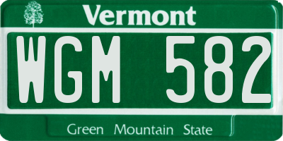 VT license plate WGM582