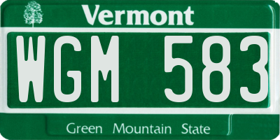 VT license plate WGM583
