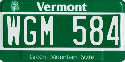 VT license plate WGM584