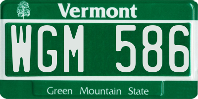 VT license plate WGM586