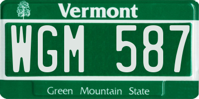VT license plate WGM587
