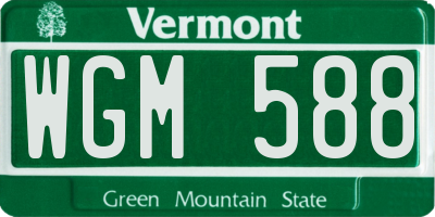 VT license plate WGM588