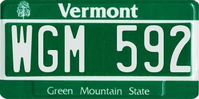 VT license plate WGM592