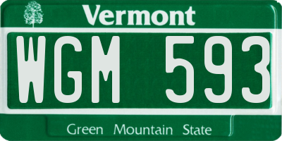 VT license plate WGM593