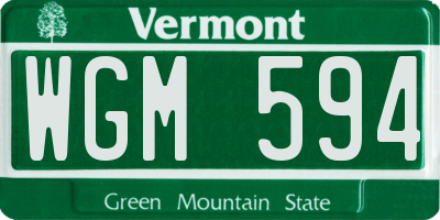 VT license plate WGM594