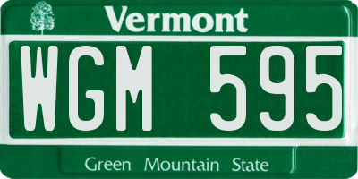 VT license plate WGM595