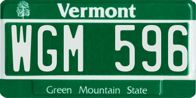 VT license plate WGM596