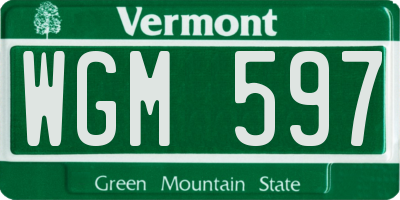 VT license plate WGM597
