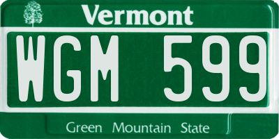 VT license plate WGM599
