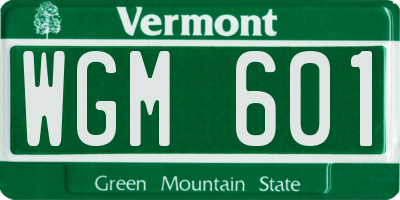 VT license plate WGM601