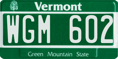 VT license plate WGM602