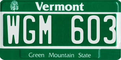 VT license plate WGM603