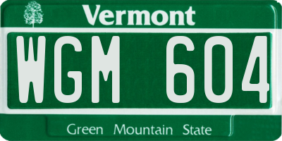 VT license plate WGM604