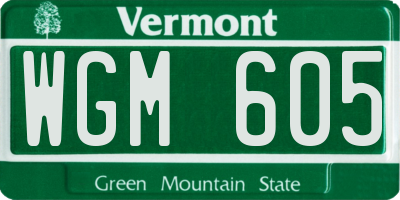 VT license plate WGM605