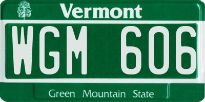 VT license plate WGM606