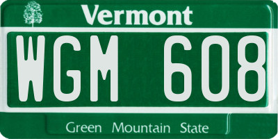 VT license plate WGM608