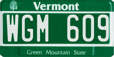 VT license plate WGM609