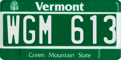 VT license plate WGM613
