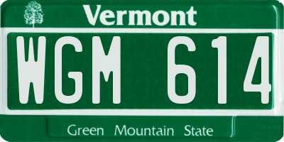 VT license plate WGM614